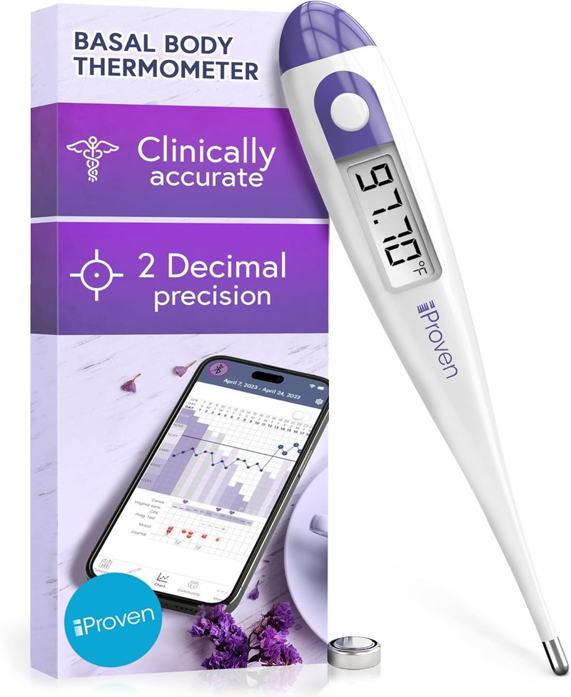 iProvn Digital Basal Body Thermometer, 1/100th Degree High Precision, Quick 60-Sec Reading, Memory Recall, Accurate BBT Thermometer for Natural Ovulation Tracking by iProven - Image 1